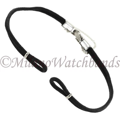 Correa de reloj Milano de acero inoxidable tono plata para damas con cordón negro Reg LS 110220 W Foto 1 de 4