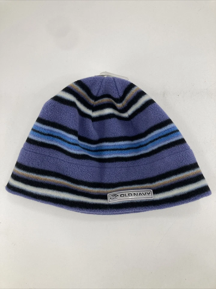 Gorro de invierno azul marino antiguo adulto a rayas azul negro tostado pequeño/md Foto 1 de 4