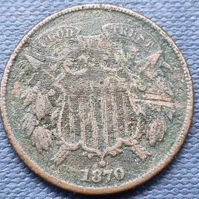 1870 Two Cent Piece 2c Better Grade VF Details #75908 - Image 1 of 2