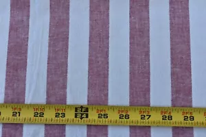 15" Long, Vintage, Red & Cream Striped Woven Chambray Cotton, P4421 - Picture 1 of 4