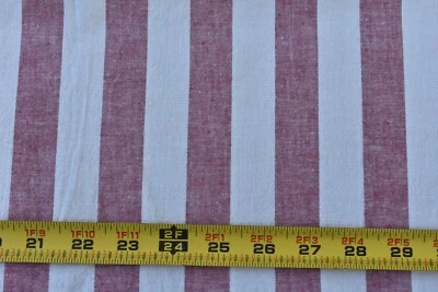 15" Long, Vintage, Red & Cream Striped Woven Chambray Cotton, P4421 - Image 1 of 4