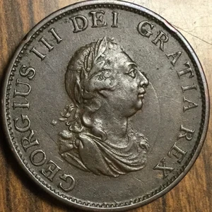 1799 UK GB GREAT BRITAIN HALF PENNY COIN - Picture 1 of 2