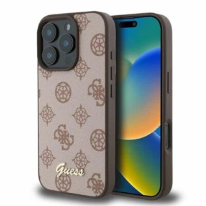 Custodia iPhone 16 Pro Guess ecopelle rosa marrone logo oro compatibile MagSafe - Foto 1 di 4