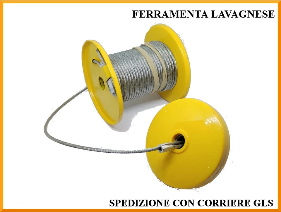 Fune da 12 metri Ø 4 mm con rocchetto e gancio ricambio paranco 200 Vigor 49730