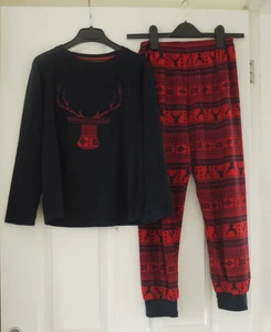 BOYS FLEECE PJS - SIZE 10-11 YEARS - HEIGHT 146CM - REINDEER DESIGN - Picture 1 of 4