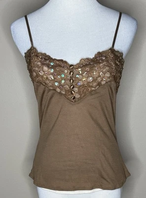 Express Mujer Marrón Encaje Camisola con Lentejuelas Correa Ajustable Talla M. Foto 1 de 4