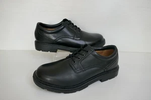 NEW CLARK`S "LANE STRIDE" BLACK LEATHER CUSHION CELL LACE UP SHOES UK 7.5 STD - Picture 1 of 16