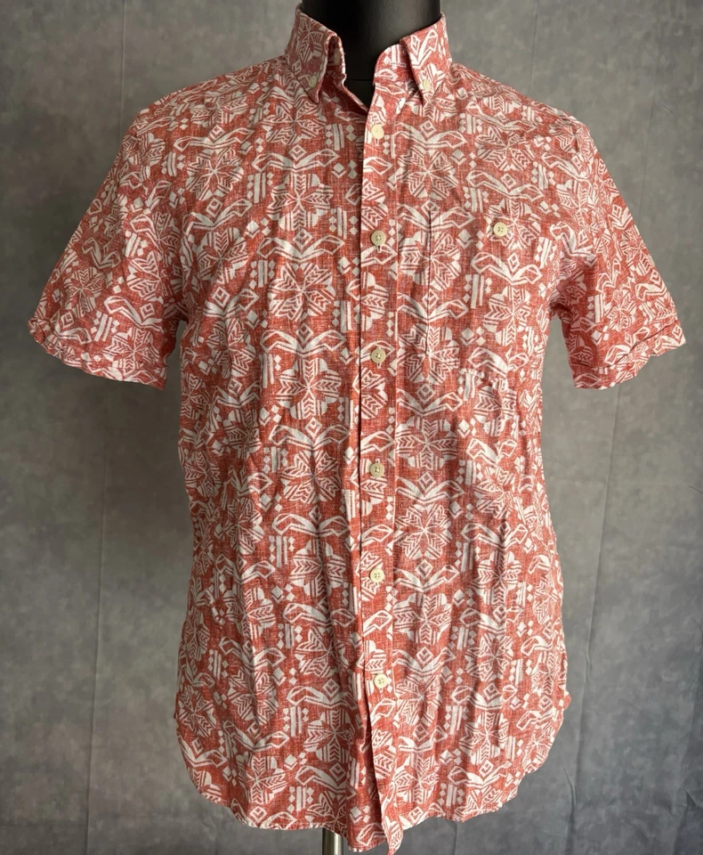 Jack Spade Men's Linen/Cotton Hawaiian Shirt Size Medium Slim Fit Rust Orange - Image 1 of 4