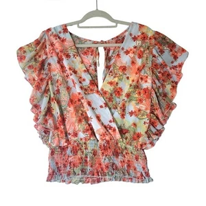 Blusa Top Willow Root Floral Manga Volantes Cuello en V Para Mujer L Cottagecore - Imagen 1 de 11