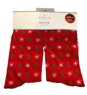 HALLMARK CHANNEL #1 粉丝袜女式红色圣诞节均码树雪花礼物 — 第 1/4 张图片