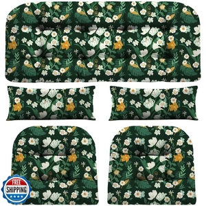 PITCTCHIC Wicker Chair Cushions of 5 Pieces, Waterproof Outdoor Loveseat Cush - Picture 1 of 5