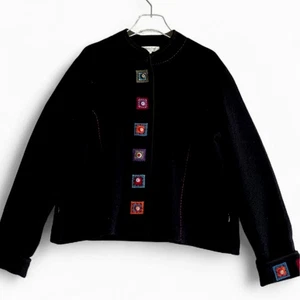 Coldwater Creek Lined Wool Jacket Color Button Detail Art to Wear Lagenlook 1X  - Picture 1 of 8