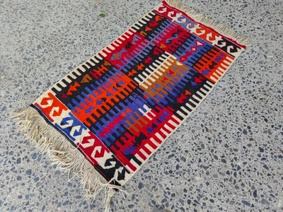 Vintage Turkish Kilim Rug 2x3.6 ft – 100% Wool Handmade Oriental Runner - Image 1 of 4