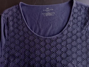 Talbot's XLP navy blue shirt w/ eyelet front. Very good condition - Picture 1 of 7