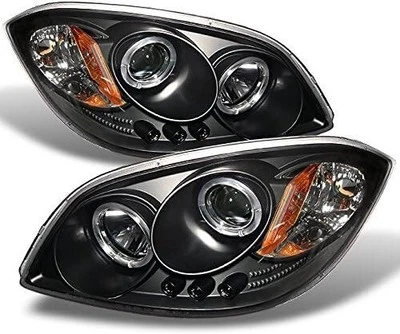 For 2005-2010 Chevy Cobalt Pontiac G5 LED Halo Projector Headlights Black Pair - Image 1 of 2