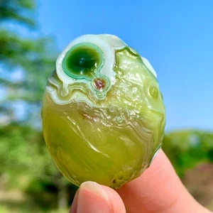 37G Rare! Natural Gobi Agate Eye Agate/Crystal Palm Stone Madagascar - Picture 1 of 24