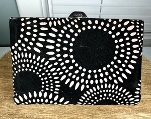 Lodis Clutch Geldbörse Wildleder Ledergestell schwarz mit rosa Markierungen - Bild 1 von 10