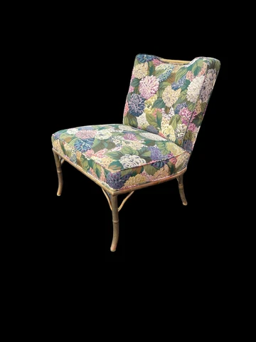 FANTASTIC MID CENTURY MODERN SLIPPER CHAIR WITH BRASS BAMBOO FRAME Cover
