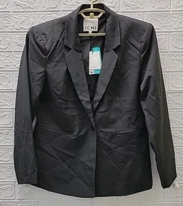 New ICHI Lexi One Button Padded Shoulder Blazer Black Size 2XLarge - Picture 1 of 6