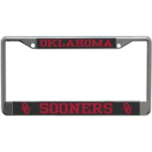 Oklahoma Sooners Metal License Plate Frame - Carbon Fiber - Picture 1 of 1