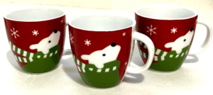 3 Crate & Barrel Christmas  POLAR BEAR 6 Oz. Espresso/Cocoa/Coffee Mugs, Stars - Picture 1 of 8