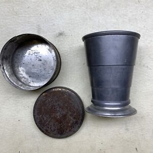 Vintage Pewter Collapsing Drinking Cup With Case