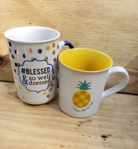 2 ceramic mug set "Blessed and so well Dressed" and a Pineapple mug - Picture 1 of 4