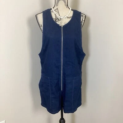 Pantalones Cortos Gap Overall Para Mujer Azul Oscuro Denim Cremallera Completa Medianos Foto 1 de 4