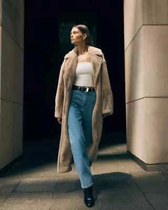 BNWT SASS & BIDE "Rendevouz" Faux Fur Mid Length Coat - Beige - Size 8 - $850 - Picture 1 of 15