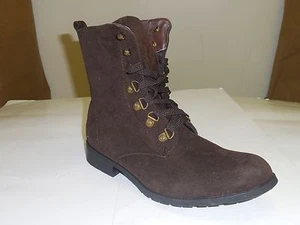 Forever dunkelbraune halbhohe modische Damenstiefel aus Wildleder mit seitlichem Reißverschluss Größen 5-10 - Bild 1 von 6