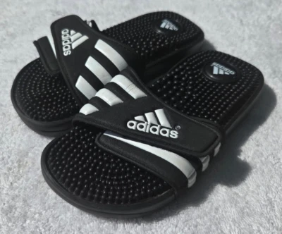 Adidas Kids Sandals Black Slip On Size 1 Adissage Adjustable 078285 Rarely Worn - Image 1 of 4