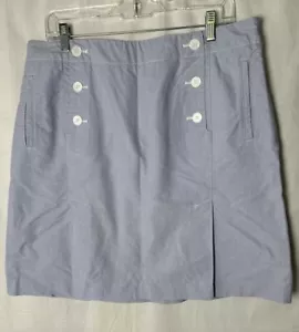 Talbots Womens Skirt Size Blue Oxford Sailor Nautical Detail A Line Pockets - Picture 1 of 11