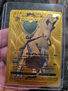 Ice Rider Calyrex Vmax Gold Foil Fan Art Textured Collector Pokemon Card 046/198 - Picture 1 of 4