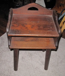 Vtg Primitive Old Wood Side End Accent Nightstand Telephone Table Desk - Picture 1 of 20