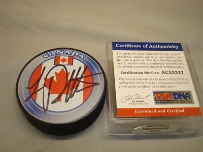 Luc Robitaille Signed Team Canada Hockey Puck Autographed Kings PSA/DNA COA 1C - Image 1 of 3