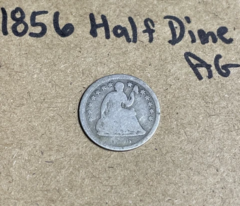 1856-P US Seated Liberty Half Dime H10c AG About Good Cover
