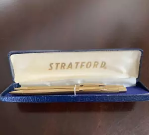 Vintage Stratford gold getönter STIFT & BLEISTIFT Mechanik-SET mit Originaletui - Bild 1 von 9