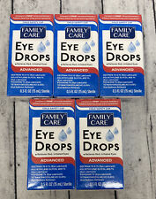 Eye Drops Advanced Relief Redness Drying Lubricate 0.5 oz Family Care (5 pack)