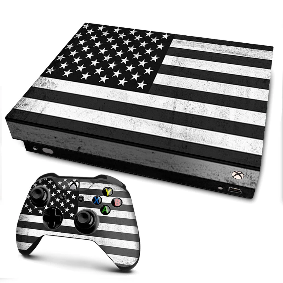 ITSASKIN Xbox One X Console Skins Decal Wrap ONLY Black White Grunge Flag USA America