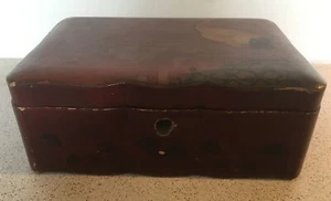 Ancienne boîte à bijoux en bois laqué old lacquered wooden jewellery box - Picture 1 of 4