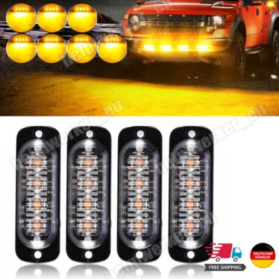 4 X LED Auto Frontblitzer Orange Blitzlicht Warnleuchte LKW Strobe Licht 12V 24V - Bild 1 von 4