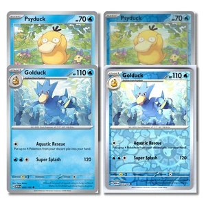 Pokémon 151 Psyduck Golduck Evolution Set NM Non Holo + Reverse | Free Ship - Picture 1 of 1