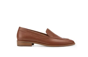 Aerosoles Women's East Side Two Tailored Slip On Loafers Dark Tan Leather Size 8 - Picture 1 of 4