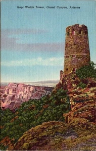 Hapi Watch Tower Grand Canyon Arizona Linen Postcard - Picture 1 of 4