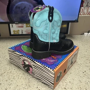 Justin Damen aquablau Leder Westernstiefel 8 Zoll Gypsy schwarz Größe 8B - Bild 1 von 13