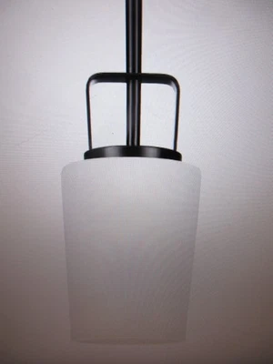 Progress Lighting League 1-Light Matte Black Etched Glass Modern Mini Pendant - Image 1 of 4