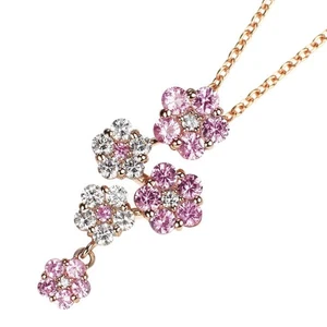 K18PG Collar Colgante Diamante Zafiro Rosa 0.60ct D0.30ct Flor - Auténtico Gratis s - Imagen 1 de 3