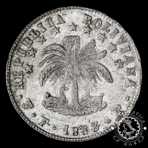 1853 - 4 SOLES - Potosí FP - BOLIVIA - MBC+ - Imagen 1 de 2