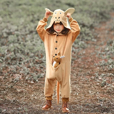 Autumn Girl Cute Kangaroo Hooded Jumpsuit Halloween Cosplay Costume Home Costume - Photo 1/4