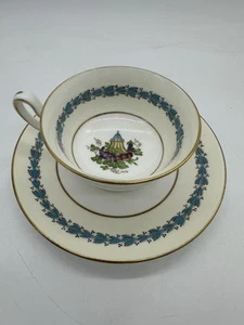Wedgwood Coffee Tea Cup & Saucer Set Bone China Appledore Green Mark England - Picture 1 of 9